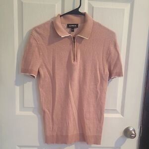 Express Pink Zipper Polo